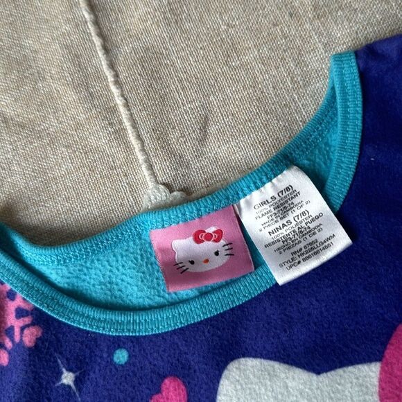 Hello Kitty Sanrio Girls 7/8 Purple Fleece HK Pajama Pants PJs Sleep Lounge - Picture 4 of 4
